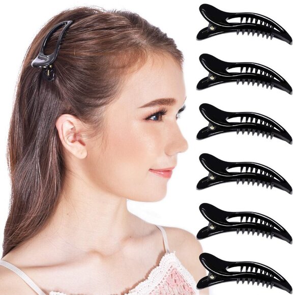 Hair Clips Flat Alligator Duckbill Style Coils for Thick Hair Black 6 Pack main image 5